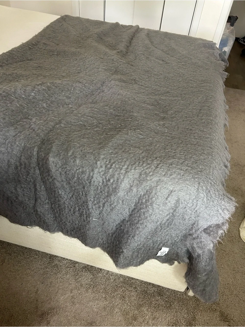 Restoration Hardware oversized brushed mohair bed coverlet